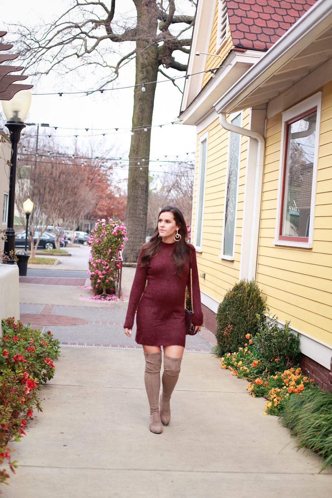 thigh high boots and sweater dress